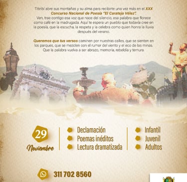 premio de poesía "El caratejo Vélez" para el poeta Jairo Carrasquilla Tobón