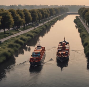 a large boat floating on top of a large body of water