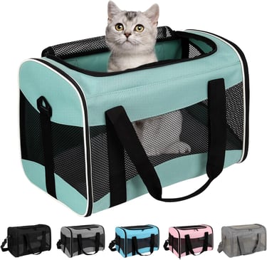 Cat Carrying Case Pet Dog Carrier Soft-Sided Cat Bag Airline Approved, Pet Travel Carrier