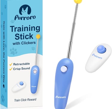 Cat Training Clicker Kit – Includes Finger Clicker and Target Stick, Perfect Positive Reinforcement
