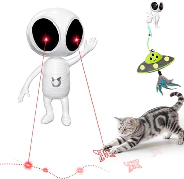 ORSDA Laser Cat Toys, 2 in 1 Automatic Dual Laser & Catnip UFO Dangler Cat Toys for Indoor Cats