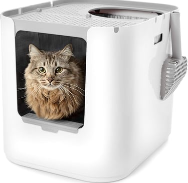 Modkat XL Litter Box, Top or Front-Entry Configurable, Includes Scoop and Liners - White