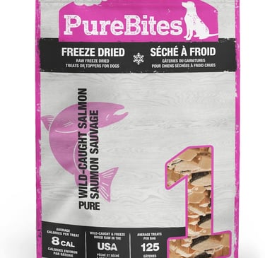 PureBites Salmon Freeze Dried Dog Treats, 2.47oz | 70g - Mid Size
