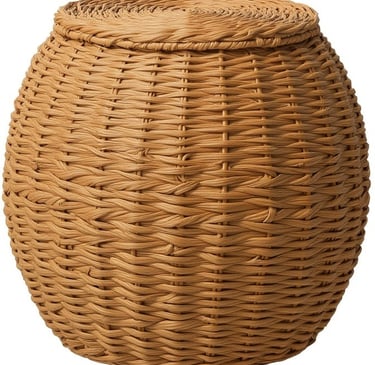 ''interior decor''Handwoven Water Hyacinth Barrel Wicker Storage Basket Side Table,