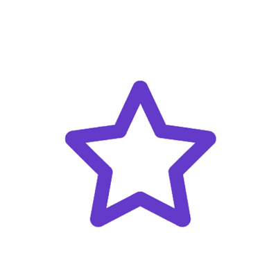 Purple outline of a five-point star icon representing ratings and favorites.