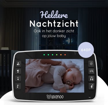 De Lovinoo babyfoon detail camera met infrarood nachtzicht en temperatuursensor