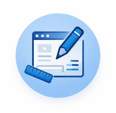 Website design icon with pencil and layout representing user interface creation