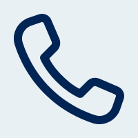 Dark blue telephone receiver icon for customer support and contact us inquiries.