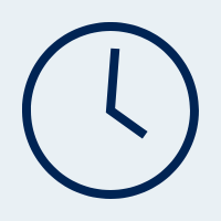 Minimalist navy blue clock icon symbol for time management and scheduling.