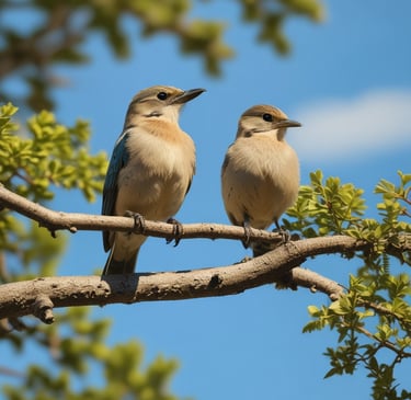 Two birds perched on a tree branch symbolizing attachment healing and relationship growth