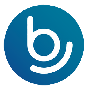 a blue and white logo with the word bdj