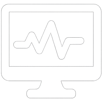 Computer monitor icon for neurological diagnostics and test results.