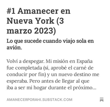 Newsletter 1: Amanecer en Nueva York