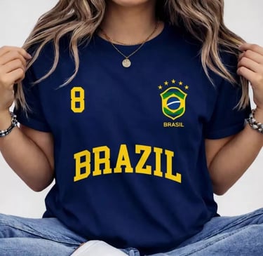 Blusa Feminina Brasil T-shirt Verão Algodão