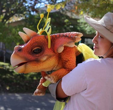 The triceratops dressed for halloween