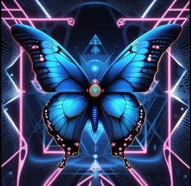 a blue butterfly on a blue background