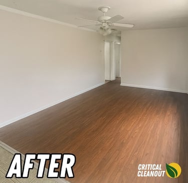 After: Clean, empty Metro Detroit home interior after property clean-out, hauling, and clean finish