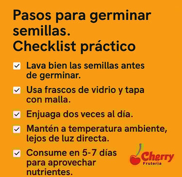 Infografía de pasos para germinar semillas.