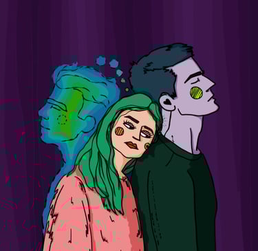 girl thinking about another man while with her boyfriend