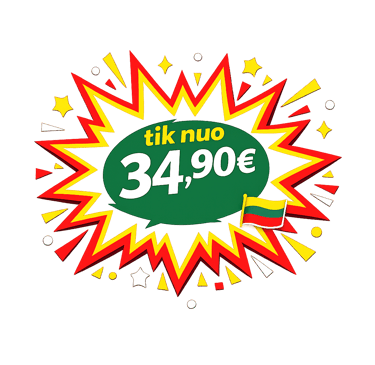 kaina tik nuo 34.90 eurų asmeniui