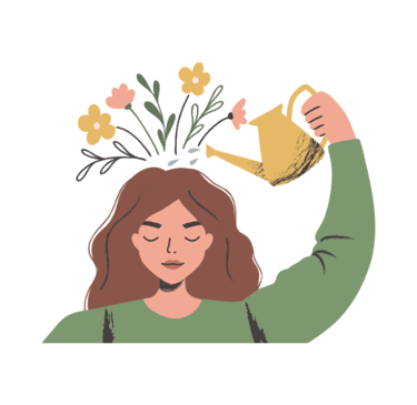 femme qui arrose son cerveau avec des pensées positives
