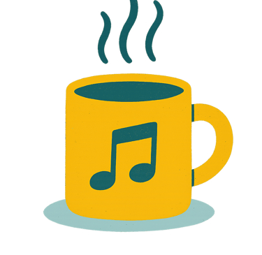 a cup of coffee with a notepad on it