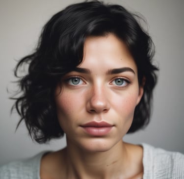 woman wearing black crew-neck shirt
