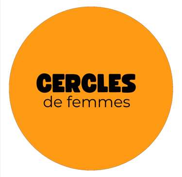 Logo d'un rond orange sur lequel est écrit "cercle de femmes"