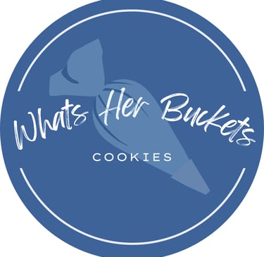 a blue and white logo with a piping bad on it