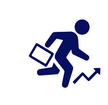 a stick figure silhouette running with a brief case