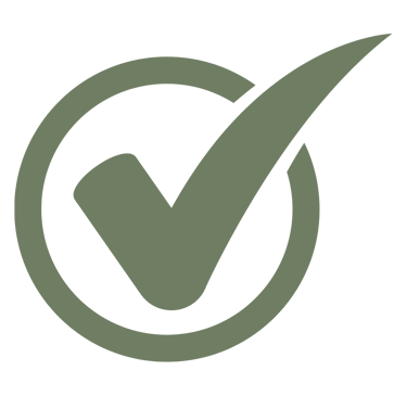 A green check mark icon inside a circle symbolizing success and completion on a black background.