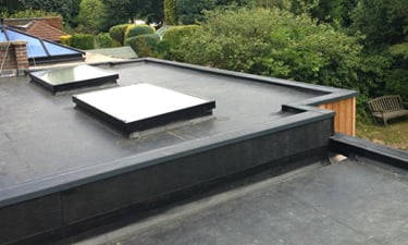 Renewed rubber roof with skylights completed