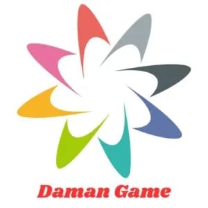 Daman Game colorful logo featuring a multi-colored star pattern design with stylized petal shapes.