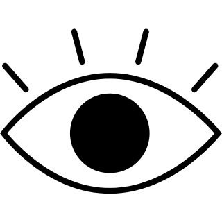 Un dessin simplifié noir et blanc d'un oeil avec de grand cils