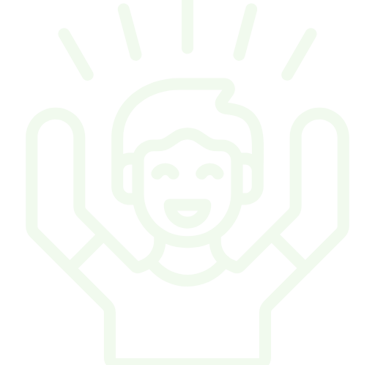 Icone d'une personne souriant les mains en l'air 