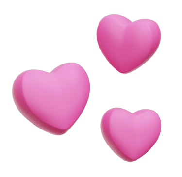 three pink hearts shaped soaps with a white background