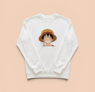 Felpa ricamata con Luffy One Piece stile anime