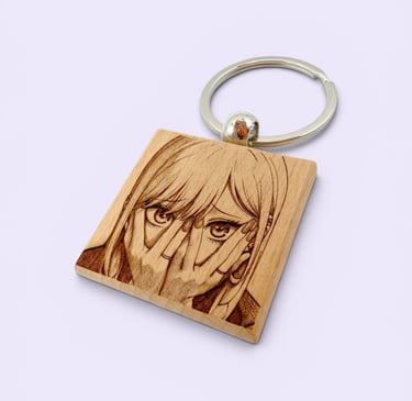 Portachiavi in legno personalizzato inciso a laser con Marin Kitagawa