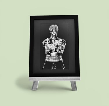 Quadro inciso a laser in alluminio con Zoro One Piece