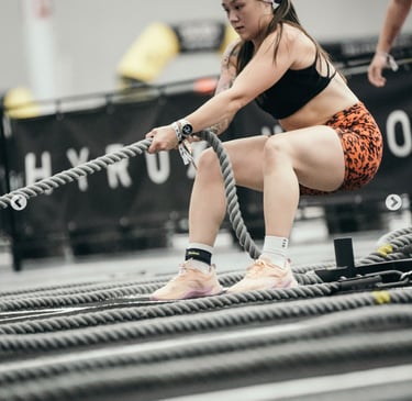 an athlete pulling a rope
