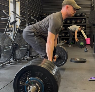 a man with a barbell