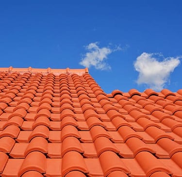 display of orange roofing tiles