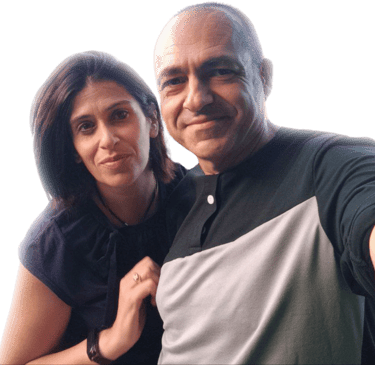 a man and woman posing for a photo