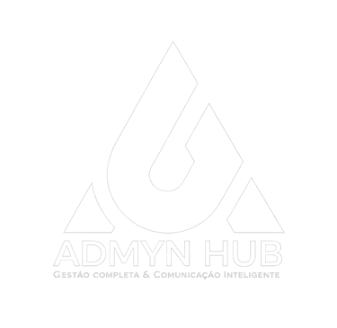 Admyn Hub logo featuring a minimalist triangular icon and professional business management slogan.