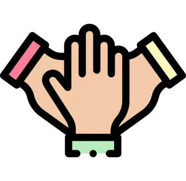 Icone de 3 mains qui s'unissent