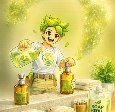 Refill and reuse, less waste, sustainability in practice