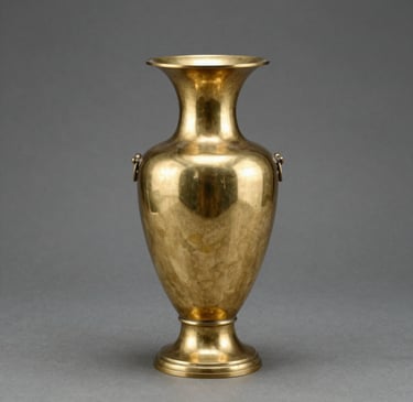 A sleek, modern vase with a smooth matte finish sitting on a wooden shelf against a soft neutral wall.