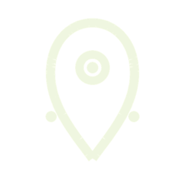 White map location pin icon with a circular center point isolated on a solid black background.