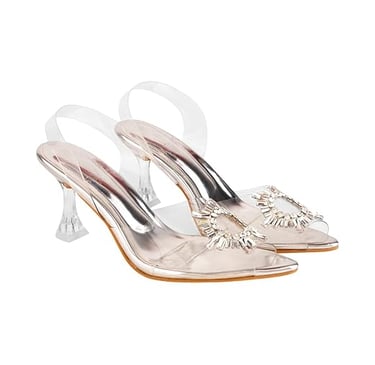 Stone backstrap heel sandal 