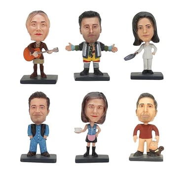 a group of bobble heads of FRIENDS characters, shop on amazon
